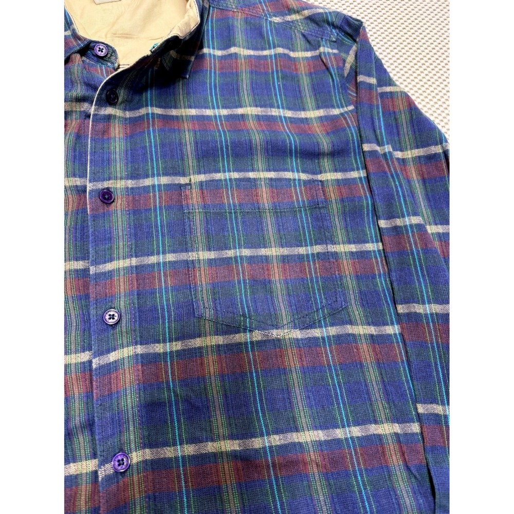 Mens Plaid Long Sleeve Button Up Shirt Blue Red Green Casual Style
